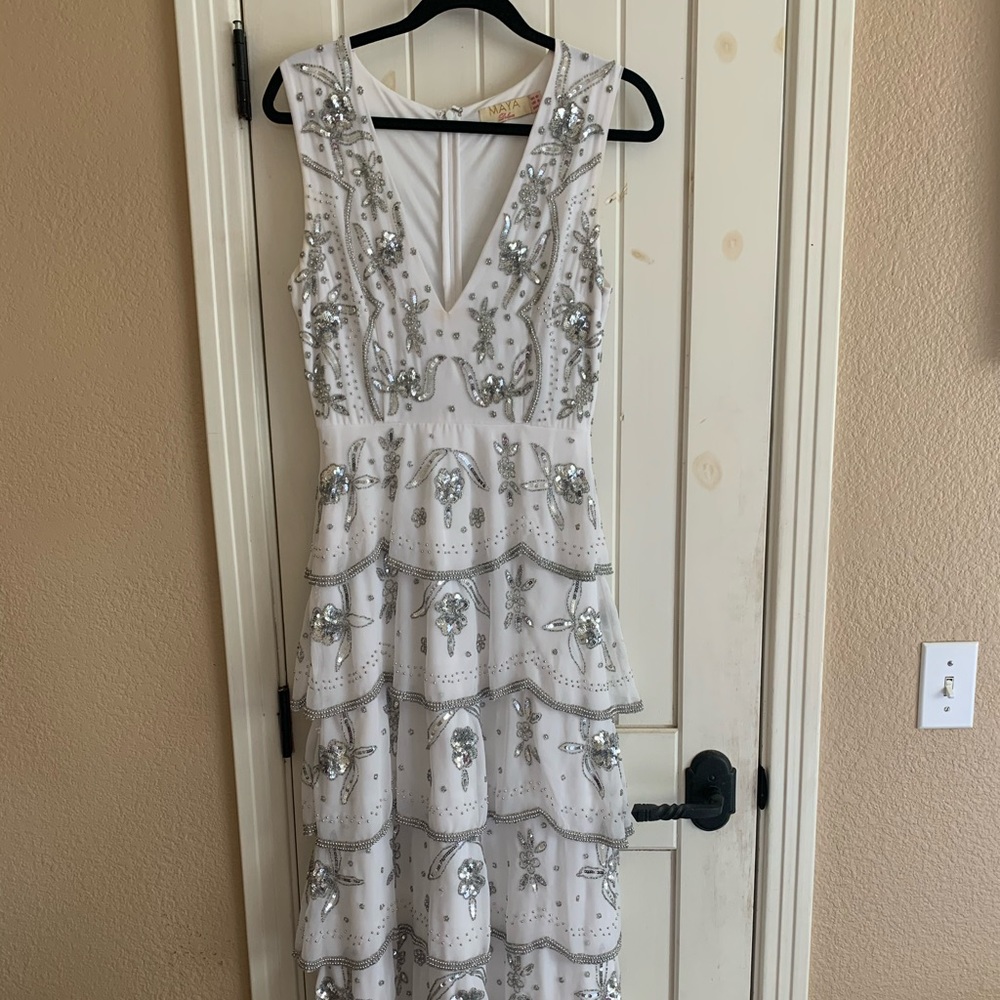 white beaded dress